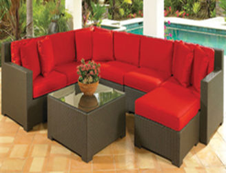 red patio furniture set